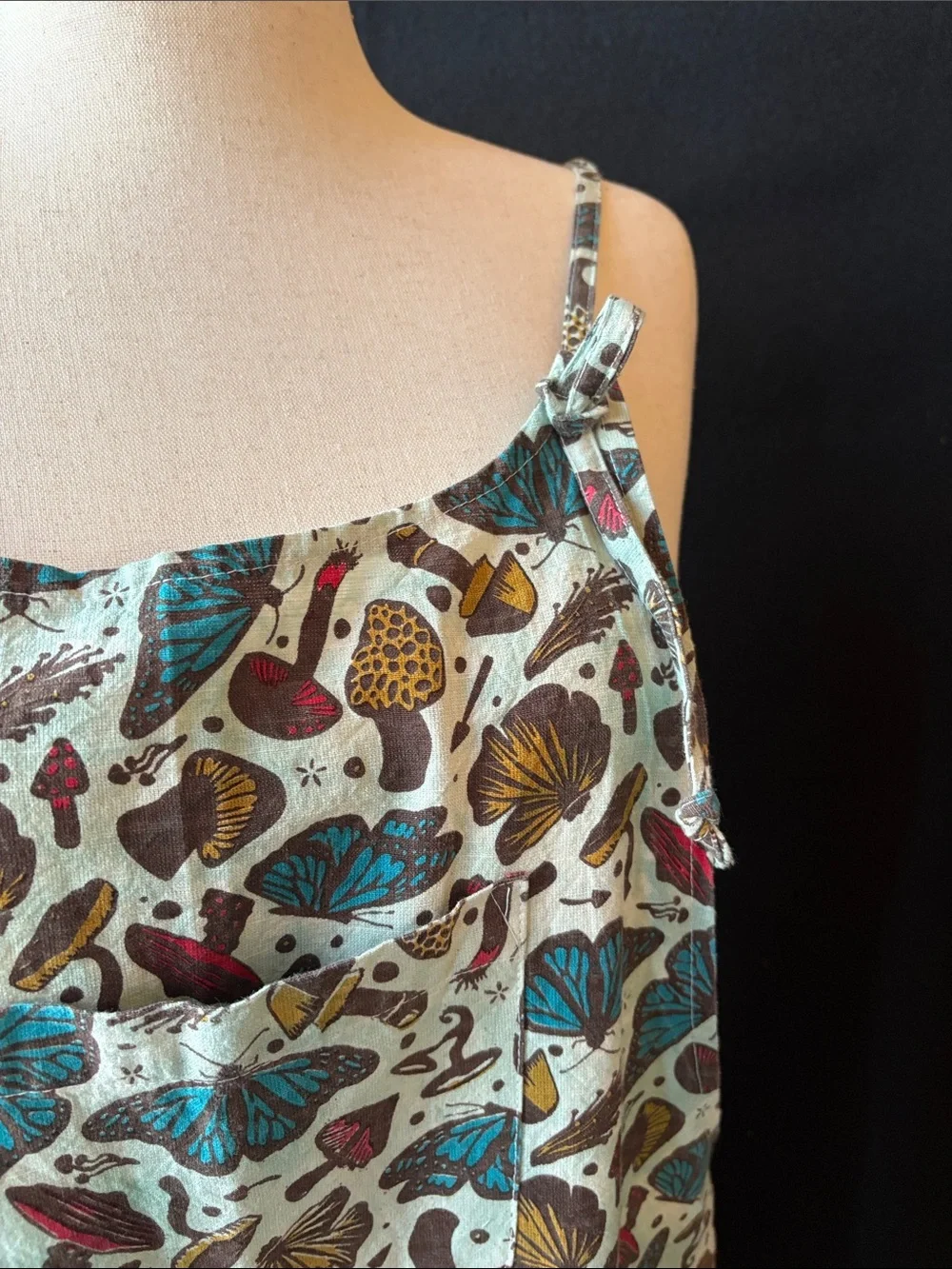 Butterfly Print Linen-Blend Wide Leg Jumpsuit - Multicolor - Picture 5 of 11